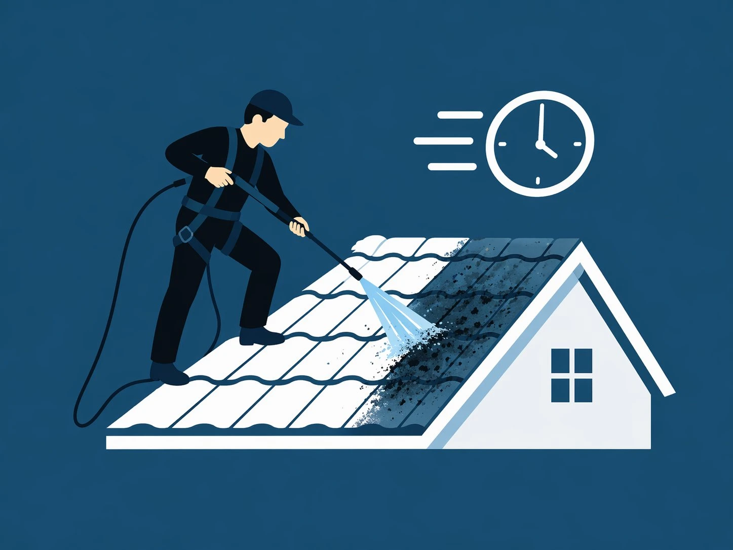 Nettoyage toiture en cours